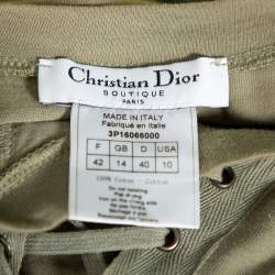 Pre Owned Christian Dior Green Cotton Knit Lace Up Detail Sleeveless Midi Dress L