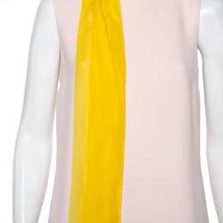 Christian Dior Pink Silk Contrast Neck Wrap Detail Shift Dress M