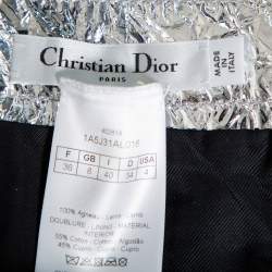 Christian Dior Metallic Silver Lambskin Button Front Mini Skirt S