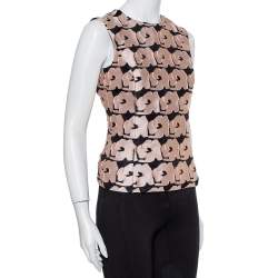 Christian Dior Black & Pink Jacquard Sleeveless Top M