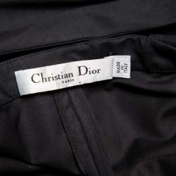 Christian Dior Black Cotton Draped Sleeveless Faux Wrap Mini Dress M