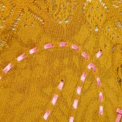 Christian Dior Mustard Yellow Knit Contrast Trim Sequin Detail Tank Top M