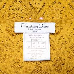 Christian Dior Mustard Yellow Knit Contrast Trim Sequin Detail Tank Top M