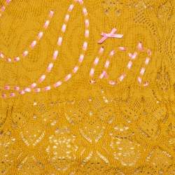 Christian Dior Mustard Yellow Knit Contrast Trim Sequin Detail Tank Top M