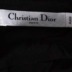 Pre Owned فستان كريستيان ديور ميني تفاصيل صدرية حرير وصوف أسود مقاس صغير