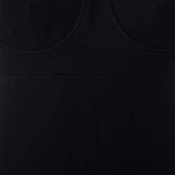 Pre Owned فستان كريستيان ديور ميني تفاصيل صدرية حرير وصوف أسود مقاس صغير