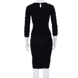 مملوكة مسبقًا Christian Dior Black Knit Ruffle Detail Sheath Dress S