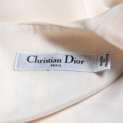 Pre Owned Christian Dior Cream Paradise Dior Printed Silk Sleeveless Peplum Top M
