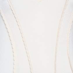 Pre Owned Christian Dior Cream Cashmere Scallop Detail Sweater Top M