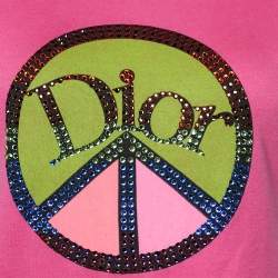 Christian Dior Boutique Pink Cotton Embellished Logo  Roundneck T-Shirt L