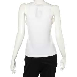 Christian Dior White Cotton Logo Printed Floral Embroidered Tank Top L 