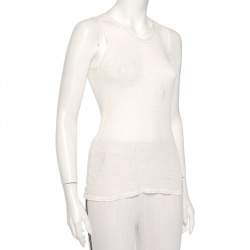 Pre Owned Christian Dior Off-White Perforated Knit Tank Top M 