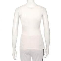 Pre Owned Christian Dior Off-White Perforated Knit Tank Top M 