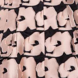 Pre Owned Christian Dior Pink & Black Jacquard Sleeveless Midi Dress S