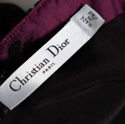 Christian Dior Purple Floral Flocked Silk Pleated Mini Dress S