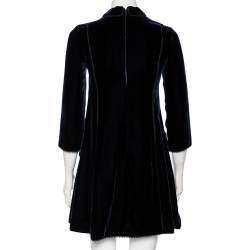 Christian Dior Midnight Blue Velvet Angel Applique Collared Mini Dress S