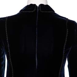 Christian Dior Midnight Blue Velvet Angel Applique Collared Mini Dress S