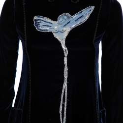 Christian Dior Midnight Blue Velvet Angel Applique Collared Mini Dress S