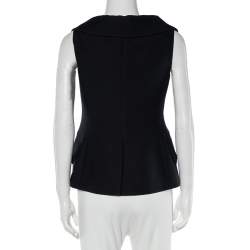 Pre Owned Christian Dior Black Wool & Silk Sleeveless Blazer S