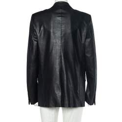 Dior Black Faux Leather Button Front Jacket XXL