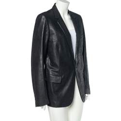 Dior Black Faux Leather Button Front Jacket XXL
