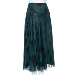Pre Owned Dior Fantasy Green Cotton Pleated Long Skirt S
