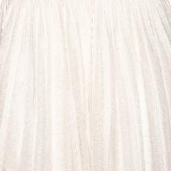 Dior Ivory Patterned Silk Knit Flared Sleeveless Gown S
