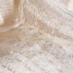 Dior Ivory Patterned Silk Knit Flared Sleeveless Gown S