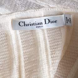 Dior Ivory Patterned Silk Knit Flared Sleeveless Gown S