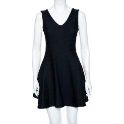 Pre Owned Dior Black Textured Knit Sleeveless Textured Mini Dress S