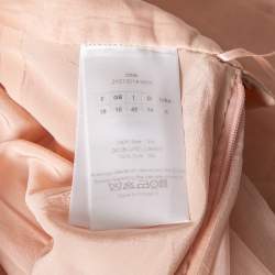 Pre Owned Dior Light Pink Silk Pleated Overlay Tiered Midi Skirt M