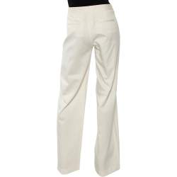 Pre Owned Dior Off White Cotton Wide Leg Pants S