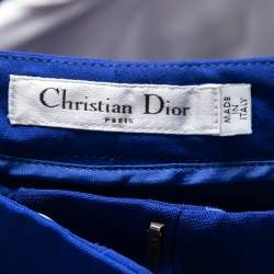 Dior Blue Wool One Side Pleated Overlay Detailed Shorts M 