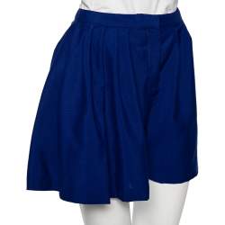 Dior Blue Wool One Side Pleated Overlay Detailed Shorts M 