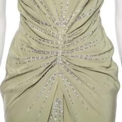Dior Mint Green Silk Embellished Gathered Maxi Dress M