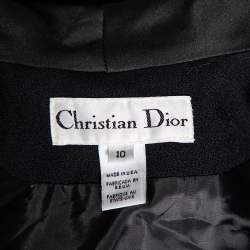 Dior Vintage Black Wool And Satin Trimmed Button Front Blazer L