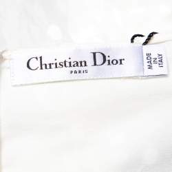 مملوكة مسبقًا Christian Dior White Embroidered Cotton Floral Applique Detail Dress M