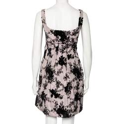 مملوكة مسبقًا Dior Lilac Floral Embroidered Silk Sleeveless Pleated Dress M 