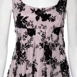 مملوكة مسبقًا Dior Lilac Floral Embroidered Silk Sleeveless Pleated Dress M 
