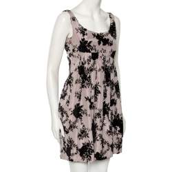 مملوكة مسبقًا Dior Lilac Floral Embroidered Silk Sleeveless Pleated Dress M 