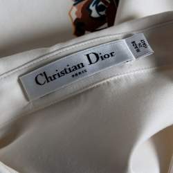 Dior White Cotton Printed Back Short Sleeve Pocketed Shirt M