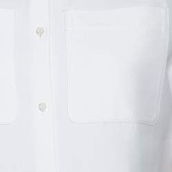 Dior White Cotton Printed Back Short Sleeve Pocketed Shirt M