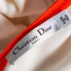 Dior Ivory Guipure Lace & Knit Contrast Neon Trim Cardigan M