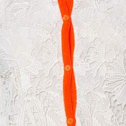 Dior Ivory Guipure Lace & Knit Contrast Neon Trim Cardigan M