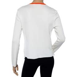 Dior Ivory Guipure Lace & Knit Contrast Neon Trim Cardigan M