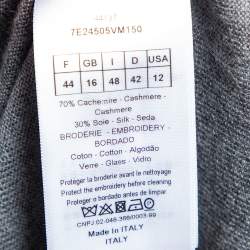 Pre Owned Dior Grey Cashmere Heart Logo Embroidered Long Sleeve Sweater L