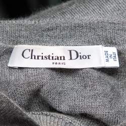 Pre Owned Dior Grey Cashmere Heart Logo Embroidered Long Sleeve Sweater L