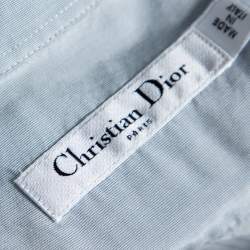 Pre Owned Dior Blue Silk Embroidered Bee Logo Detailed Buttoned Tunic S