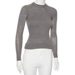 Pre Owned Christian Dior Grey Silk & Cashmere Knit Sweater S