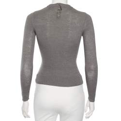 Pre Owned Christian Dior Grey Silk & Cashmere Knit Sweater S